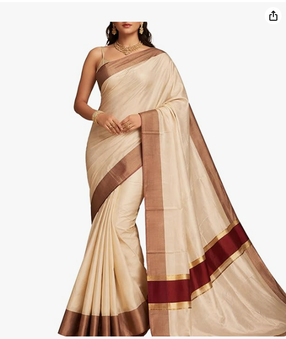 Southloom Kerala Tissue Kasavu Saree - Image 1