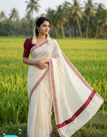 Southloom Kerala Tissue Kasavu Saree