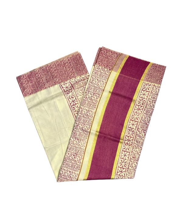 Southloom Kerala Tissue Kasavu Saree - alternate view