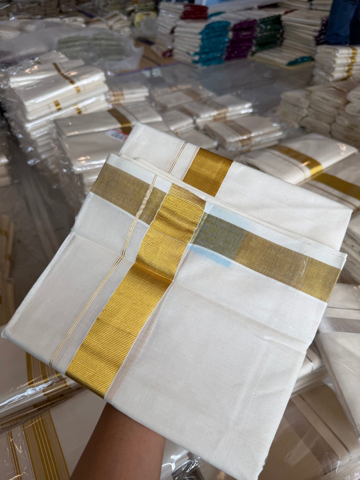 Kasavu Mundu 1.5 Inch Gold Border