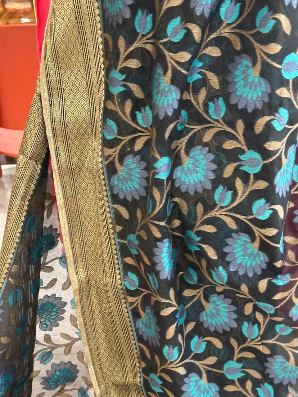 Banarasi Cotton Floral Saree - alternate view