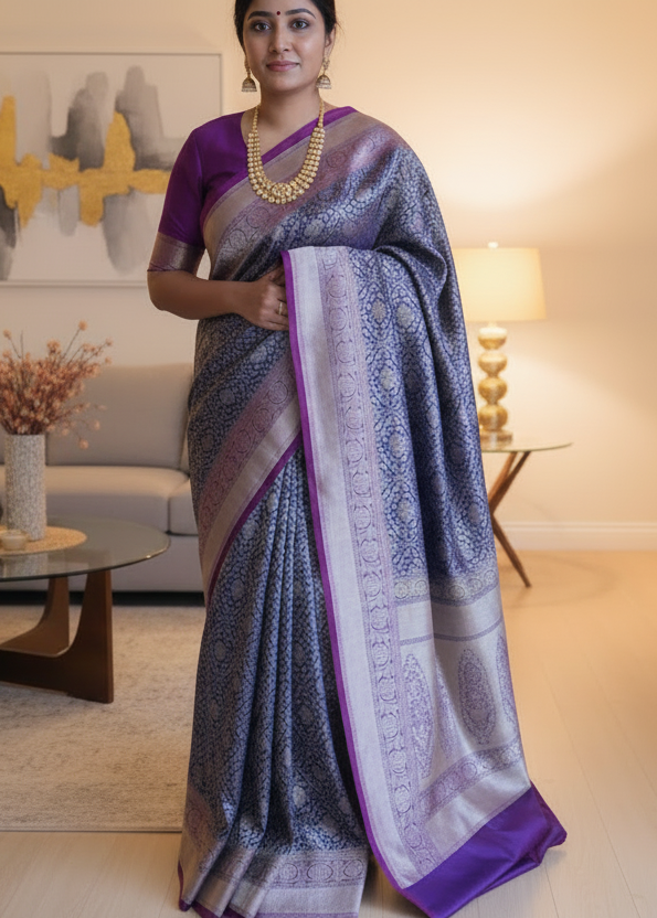 Banarasi Katan Silk Saree - Teal