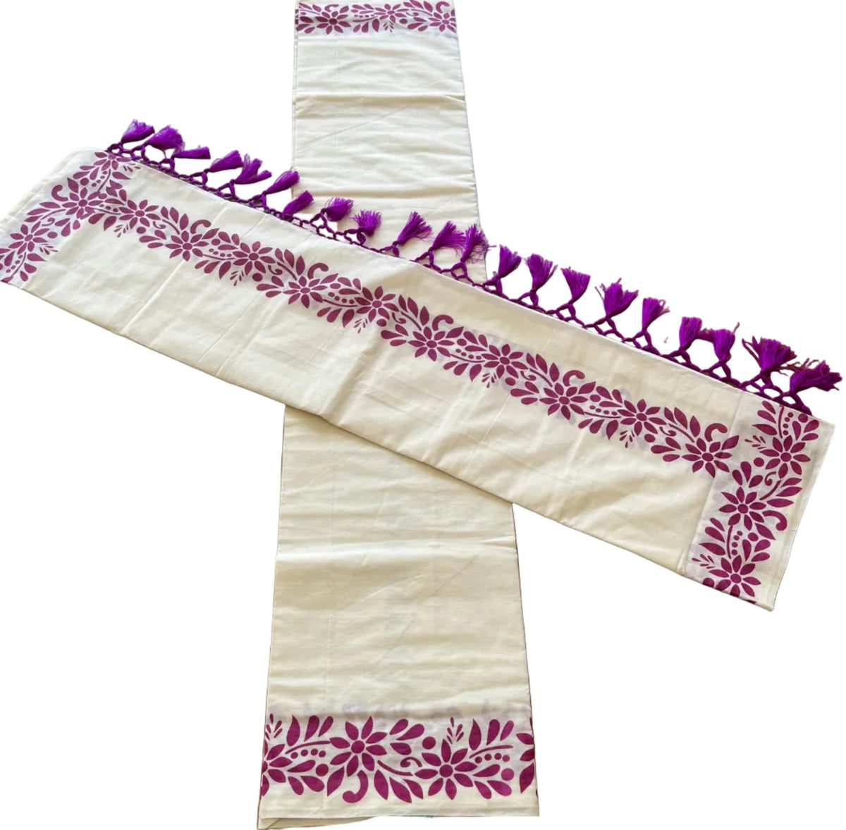 Cotton Set Mundu with Temple Border Print