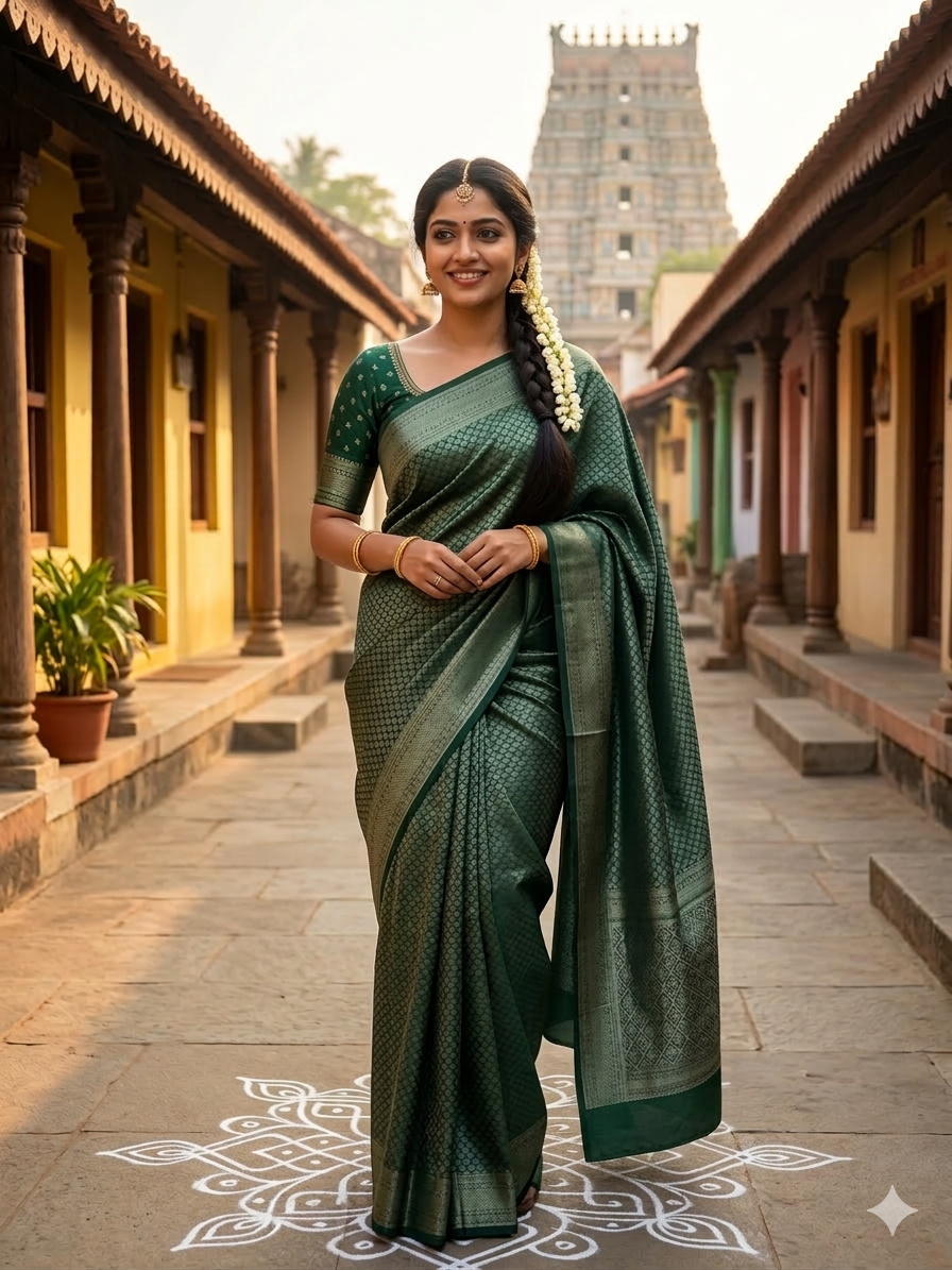 Kerala Brocade Saree - Rose Gold