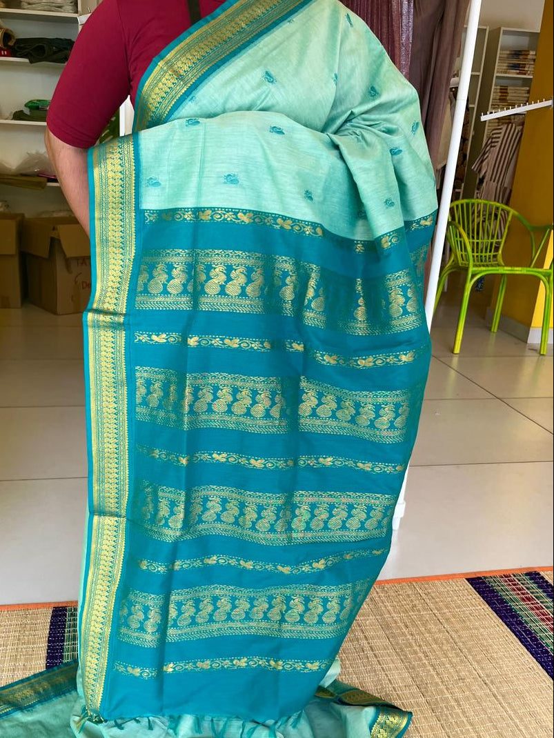 Kanchipuram Silk Saree - Bridal Red with Peacock Motif