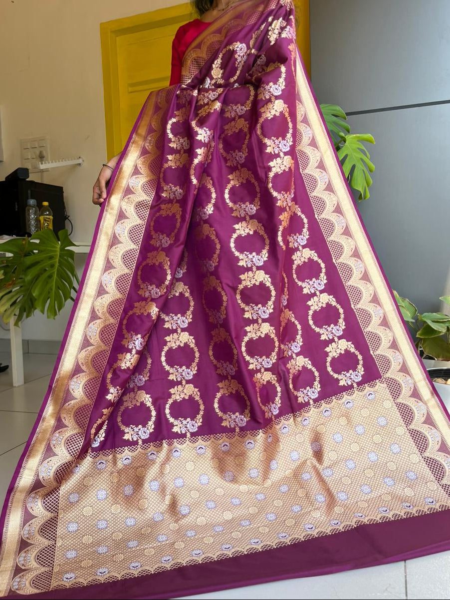 Banarasi Silk Saree - Olive Green with Gold - alternate view