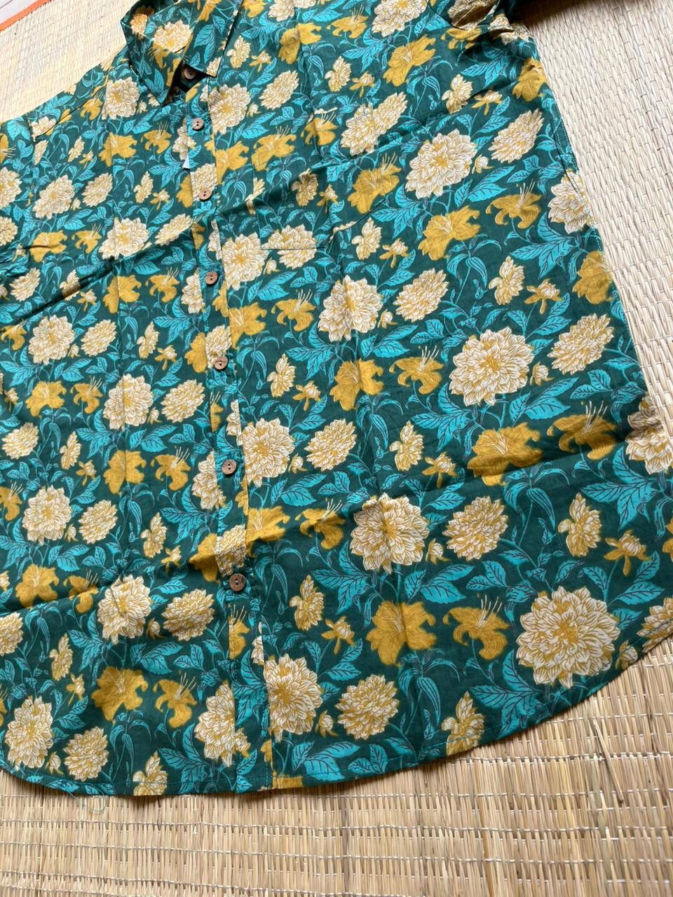 Semi Silk Short Kurta - Green - alternate view