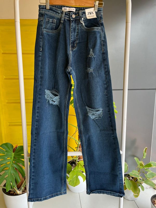 Ripped Wide-Leg Denim Jeans for Women SL294 - alternate view