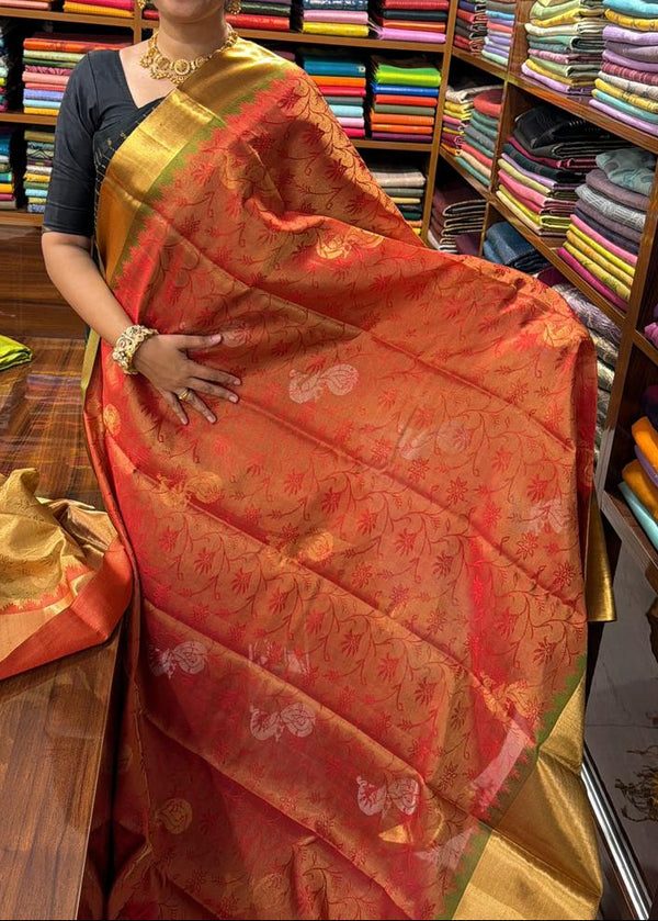 Pure Handloom Bridal Kanchipuram Silk Sarees SL296 thumbnail 2
