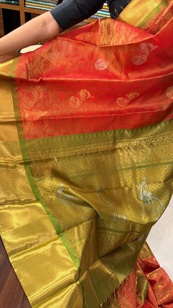 Pure Handloom Bridal Kanchipuram Silk Sarees SL296 thumbnail 3