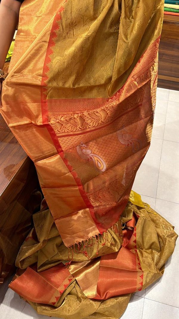 Pure Handloom Bridal Kanchipuram Silk Sarees SL296 - alternate view