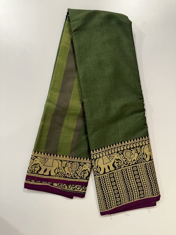 Southloom Narayanpet Saree with Traditional Elephant Border SL295