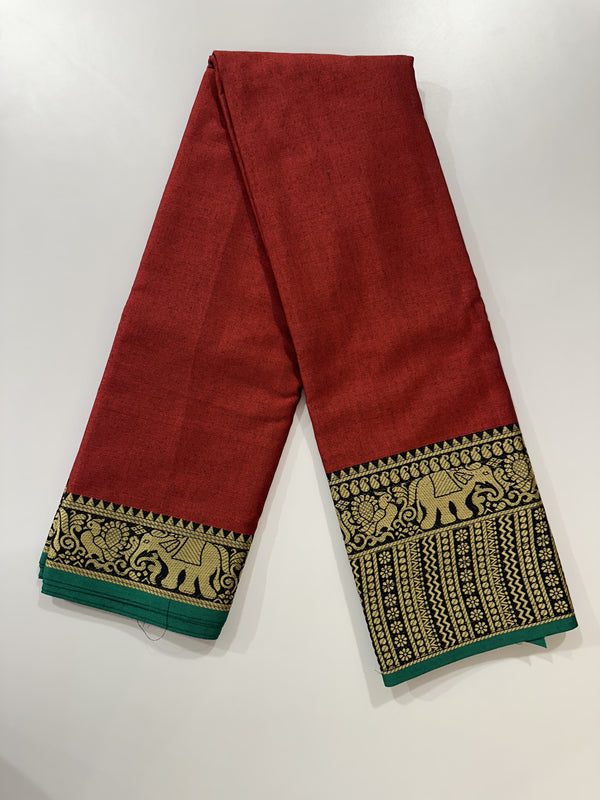 Southloom Narayanpet Saree with Traditional Elephant Border SL295