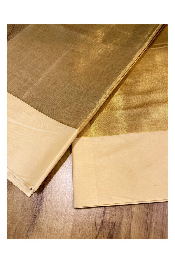 Southloom Special Semi Silk Saree with Golden Body and Cream Border - alternate view