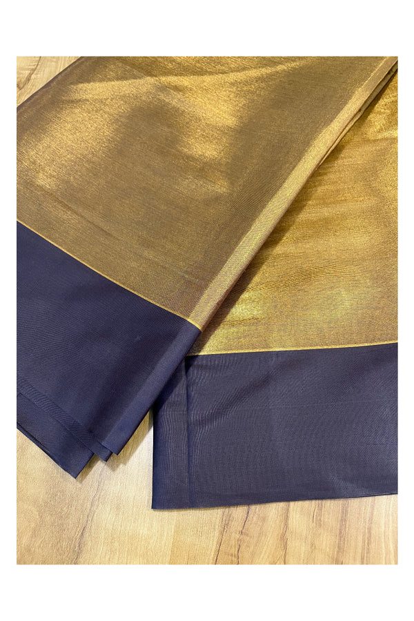 Southloom Special Semi Silk Saree with Golden Body and Brown Border - alternate view