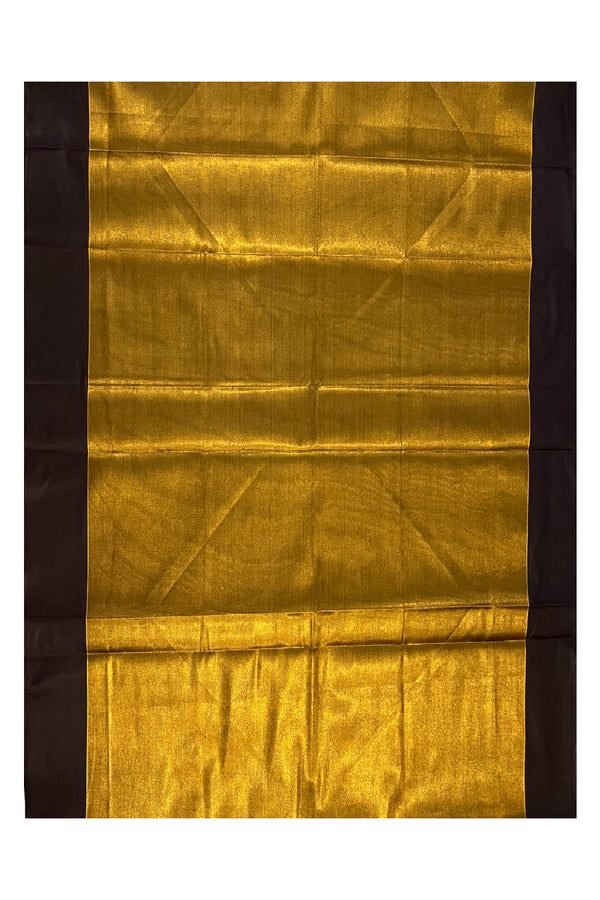 Southloom Special Semi Silk Saree with Golden Body and Brown Border thumbnail 3