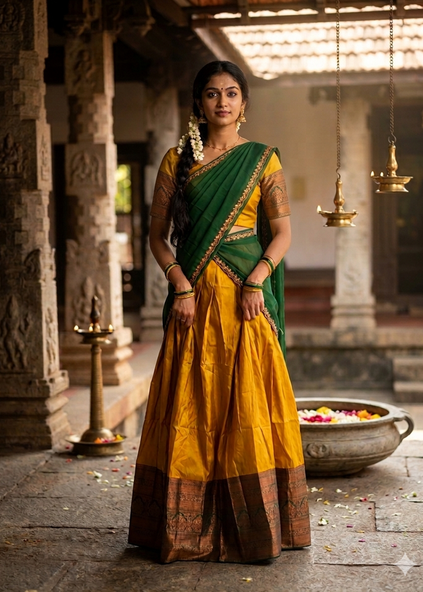 Semi Stitched Dhavani Set SL276