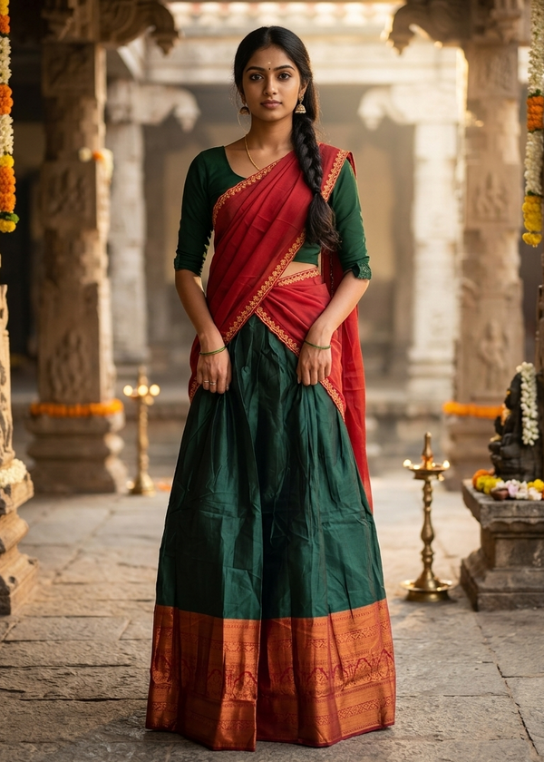Semi Stitched Dhavani Set SL276