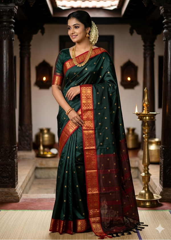 Polka Cotton Silk Saree SL173