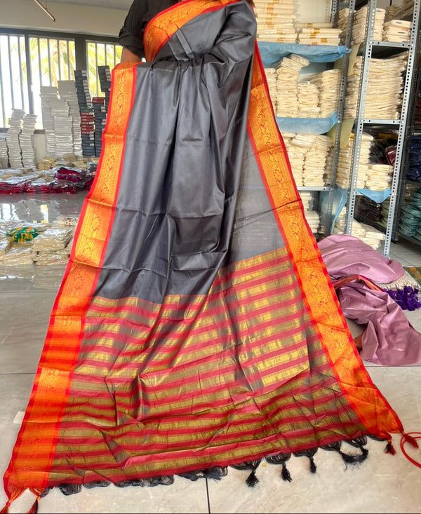 Semi Silk Zari Woven Border Saree SL173 - alternate view