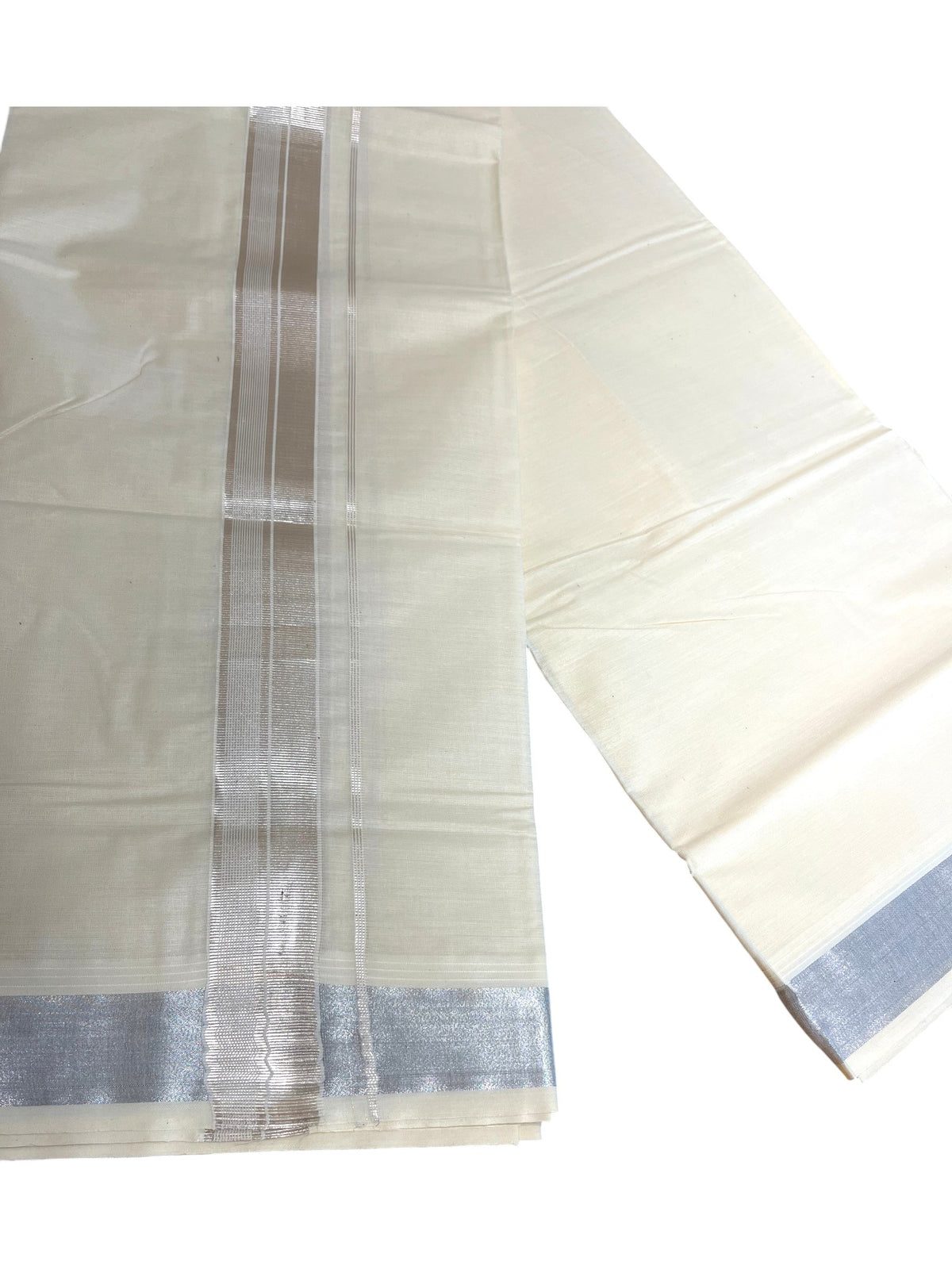 Pure Cotton Double Mundu with Gold Kasavu Border