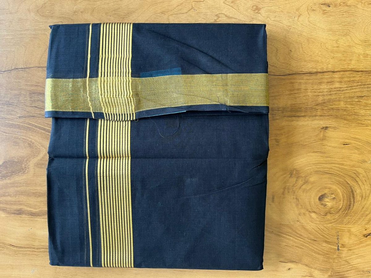 Tissue VELCRO Double Mundu with Gold Kasavu Border