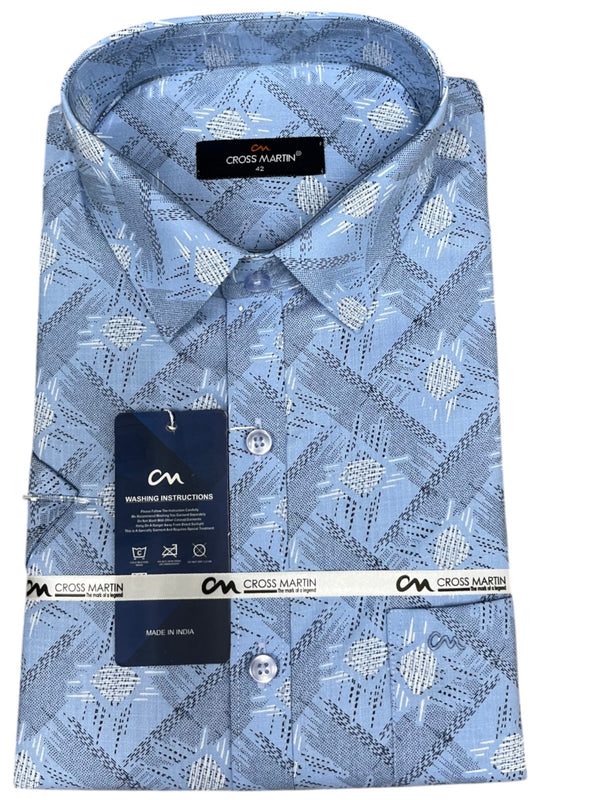 Southloom Pure Cotton Blue Printed Shirt SLSHIRT 42HS