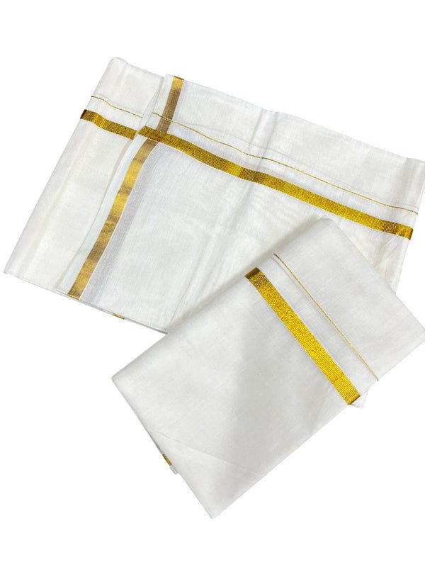 Southloom Pure Cotton Kerala Single Set Mundu (Mundum Neriyathum) with 0.5 inch Border thumbnail 3