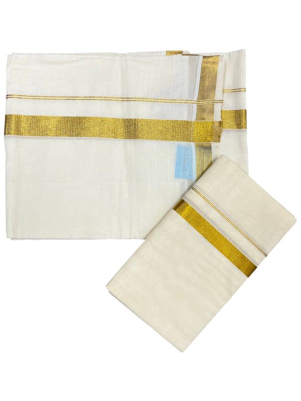 Southloom Pure Cotton Kerala Single Set Mundu (Mundum Neriyathum) with 1 inch Border thumbnail 2