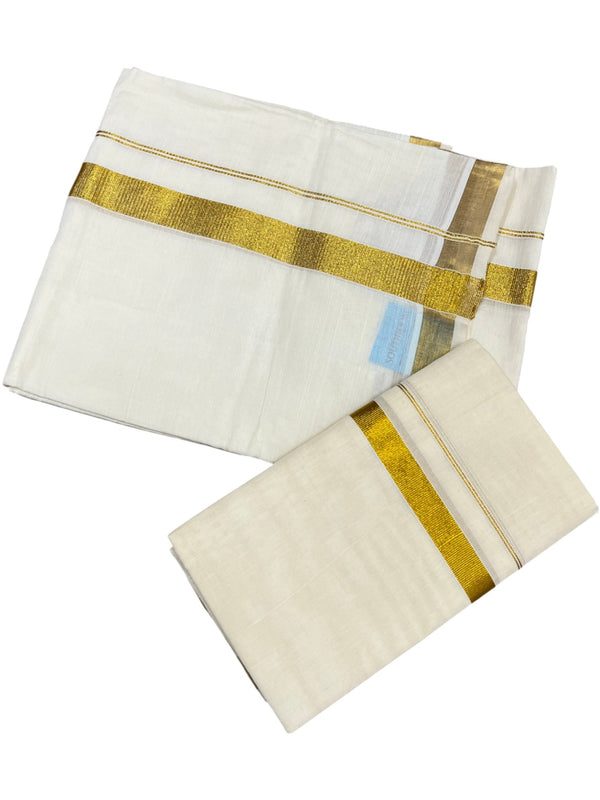 Southloom Pure Cotton Kerala Single Set Mundu (Mundum Neriyathum) with 1 inch Border thumbnail 3