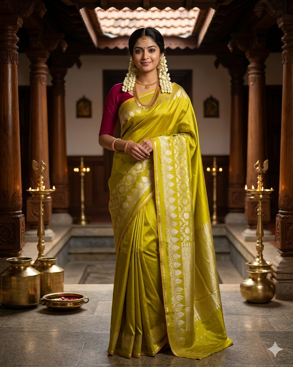 Pure Handloom Bridal Kanchipuram Silk Saree - Green